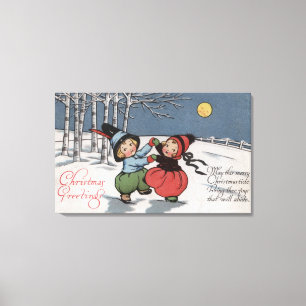 Paar-Tanzen im Mondschein Leinwanddruck