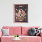 Paar tanzende Mädchen darstellend Kathak Leinwanddruck (Insitu (Wohnzimmer))