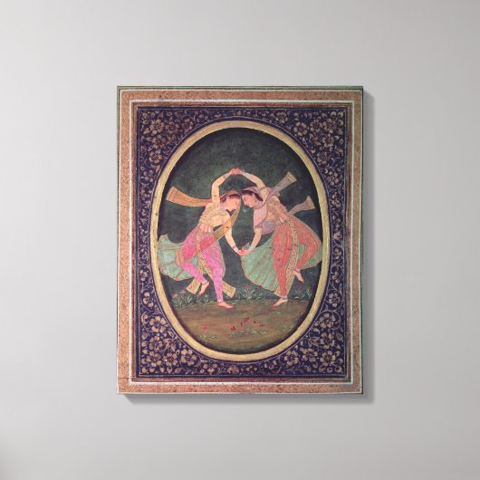 Paar tanzende Mädchen darstellend Kathak Leinwanddruck (Vorderseite)