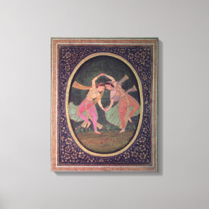 Paar tanzende Mädchen darstellend Kathak Leinwanddruck