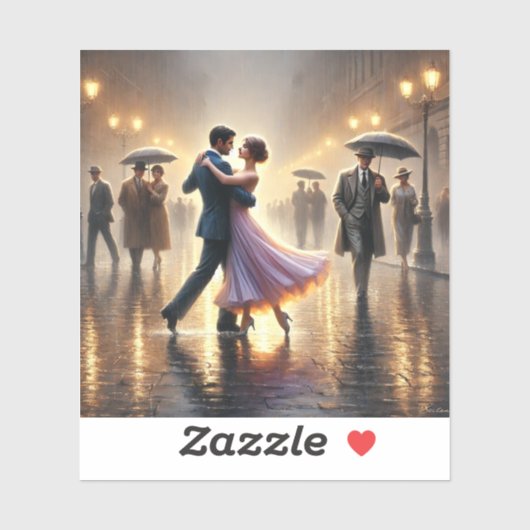 Paar tanzt im Regen Aufkleber (Blatt)