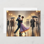 Paar tanzt im Regen Postkarte (Vorne/Hinten)