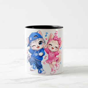 Paar Tasse Süße Tanzende Katzen Paar Tasse