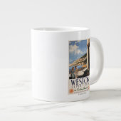 Paar-übersehenküsten-Eisenbahn-Plakat Jumbo-Tasse (Vorderseite Rechts)