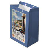 Paar-übersehenküsten-Eisenbahn-Plakat Mittlere Geschenktüte (Rückseite Schrägansicht)