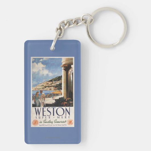 Paar-übersehenküsten-Eisenbahn-Plakat Schlüsselanhänger (Rückseite)