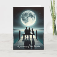 Paar und Hund unter Vollmond