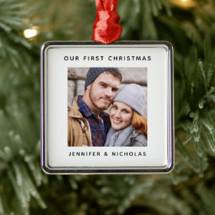 Paar Unser erstes Weihnachtsfoto Ornament Aus Metall