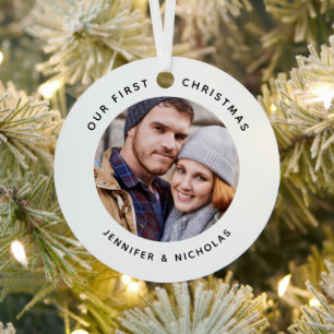 Paar Unser erstes Weihnachtsfoto Ornament Aus Metall