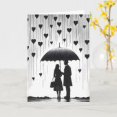 Paar unter Schirm, Valentinstag Gruß Karte (Gelbe Blume)