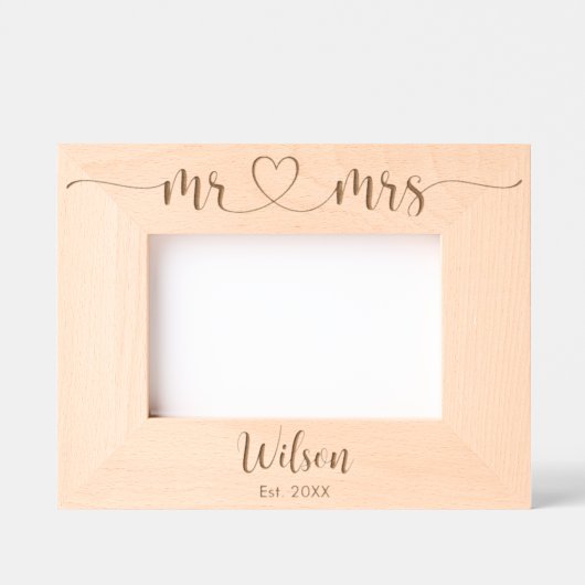 Paar Verlobung Holzrahmen mit Namen Geätzte Rahmen (Vorderseite)