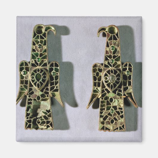 Paar von Eagle-förmigen Broschen (Metall und Email Magnet (Vorne)