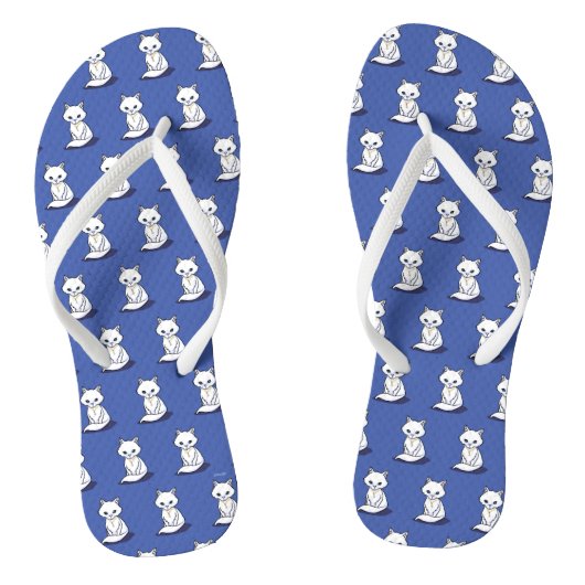 Paar von KiniArt White Cat Flip Flops Badesandalen (Fußbett)