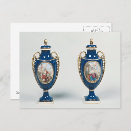Paar von Sevres Vasen mit allegorischen Postkarte (Vorne/Hinten)