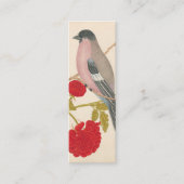 Paar von Vögeln mit Rose und Schmetterlingen Mini Visitenkarte (Vorderseite)