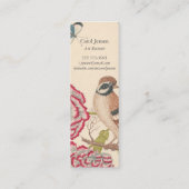 Paar von Vögeln mit Rose und Schmetterlingen Mini Visitenkarte (Rückseite)