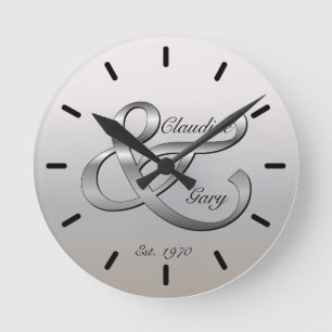 Paar-Wanduhr Namen & Datum Runde Wanduhr