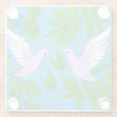 Paar weiße Tauben Glasuntersetzer (Rückseite)