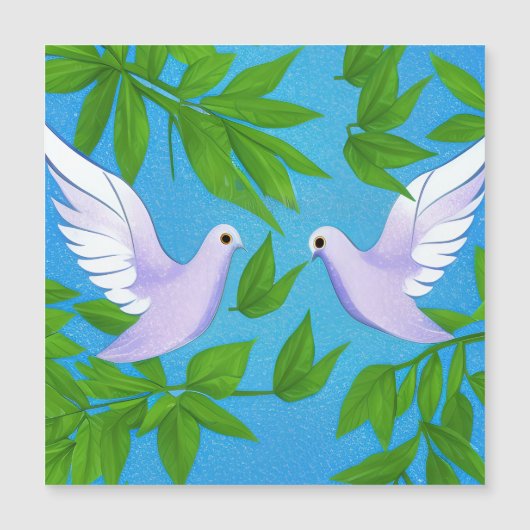 Paar weiße Tauben Magnetkarte (Vorderseite)