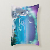 Paar weißer Wölfe mit Nordlicht Dekokissen (Vorderseite(Vertikal))