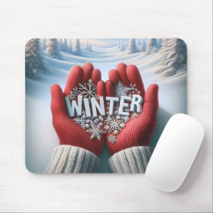Paar Wintergloves mit Schneeszene Mousepad