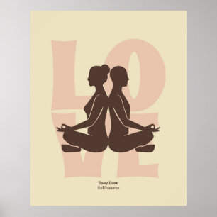 Paar-Yoga-Pose-Druck Matisse-Stil-Wandkunst Poster