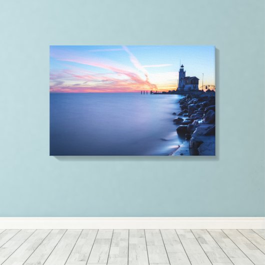 Paard van Marken Leuchtturm in einem blauen Sonnen Leinwanddruck (Insitu (Holzboden))