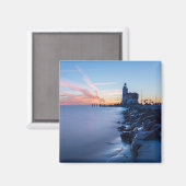 Paard van Marken Leuchtturm in einem blauen Sonnen Magnet (Vorderseite/Rückseite)