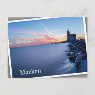Paard van Marken Leuchtturm in einem blauen Sonnen Postkarte