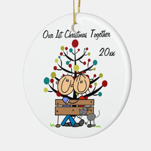 Paare auf Bank, Katzen-personalisierte Keramikornament (Links)