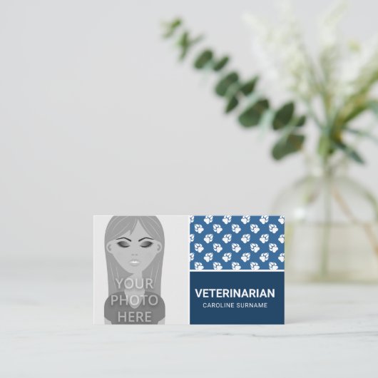 Paare auf Blue und Ihr eigenes Foto Tierarzt Visitenkarte (Stehend Vorderseite)