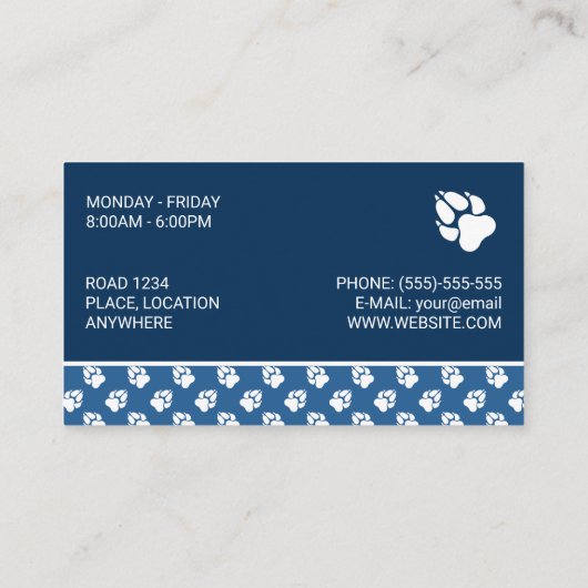Paare auf Blue und Ihr eigenes Foto Tierarzt Visitenkarte (Rückseite)