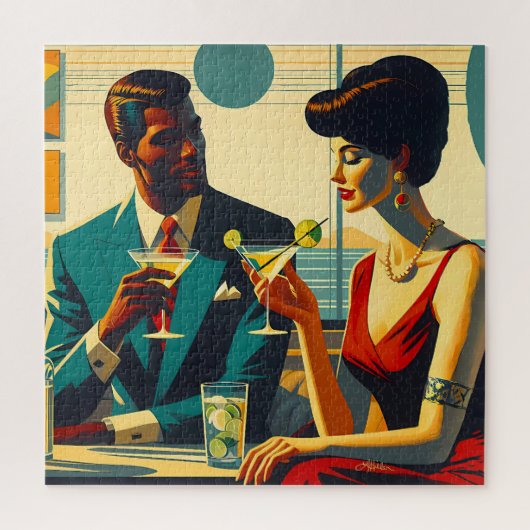Paare auf einer Cocktailparty im Stil der Mitte de Puzzle (Vertikal)