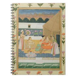 Paare auf einer Terrasse am Sonnenuntergang, vom Notizblock