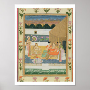 Paare auf einer Terrasse am Sonnenuntergang, vom Poster