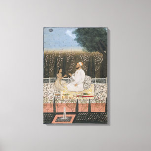 Paare auf einer Terrasse in einem Garten Leinwanddruck