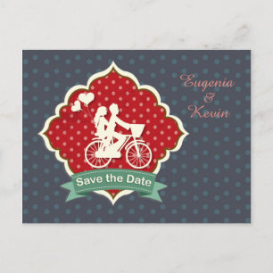 Paare auf Fahrrad Retro Save the Date Postkarte