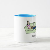 Paare auf Laptops - personalisierte Cartoon-Tasse Tasse (Zentrum)