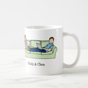 Paare auf personalisierter Cartoon-Tasse der Kaffeetasse