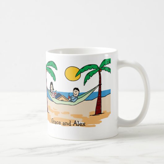 Paare auf personalisierter Cartoon-Tasse der Kaffeetasse (Rechts)