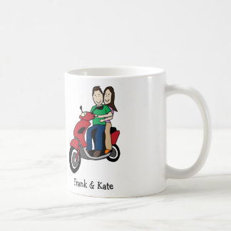 Paare auf Roller - kundenspezifische Cartoon-Tasse Kaffeetasse