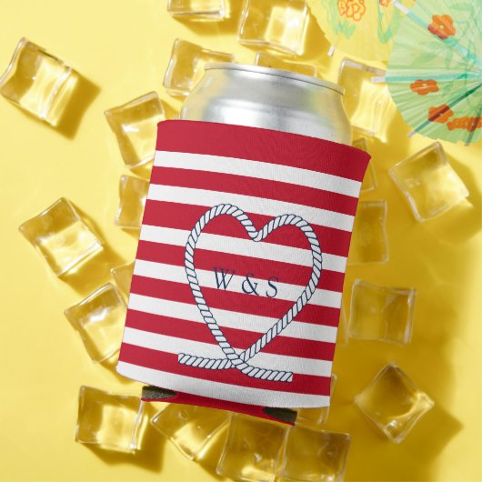 Paare aus rotem weißem Streifen mit rotem Nautikwä Dosenkühler (In Situ Sommer)