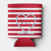 Paare aus rotem weißem Streifen mit rotem Nautikwä Dosenkühler (Vorderseite)