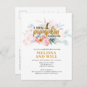 Paare Baby Dusche Pumpkin Wasserfarbe Blütenfarbe Einladungspostkarte (Vorne/Hinten)