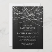 Paare Baby Dusche String Lights Black Rustic Einladung (Vorderseite)