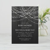 Paare Baby Dusche String Lights Black Rustic Einladung (Stehend Vorderseite)