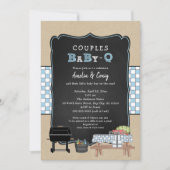 Paare Baby Q, GRILLEN Baby Dusche Einladung (Vorderseite)