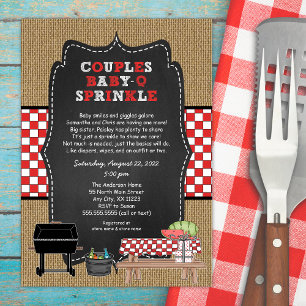 Paare Baby Q Sprinkle Einladung, neutrales Geschle Einladung