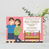 Paare Babydusche Einladung für ein Mädchen (Stehend Vorderseite)