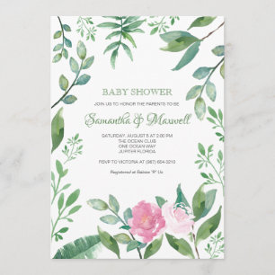 Paare Babydusche Einladung Rosa Rosen